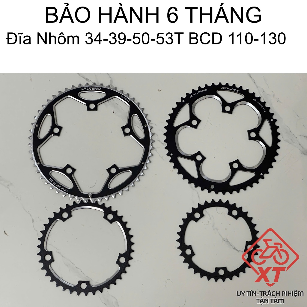 จานจักรยานอลูมิเนียม 34 / 39 / 50 / 53 ฟัน, 110BCD 130BCD จานจักรยาน, BCD 110/130 34-50T จานโซ่จักรย