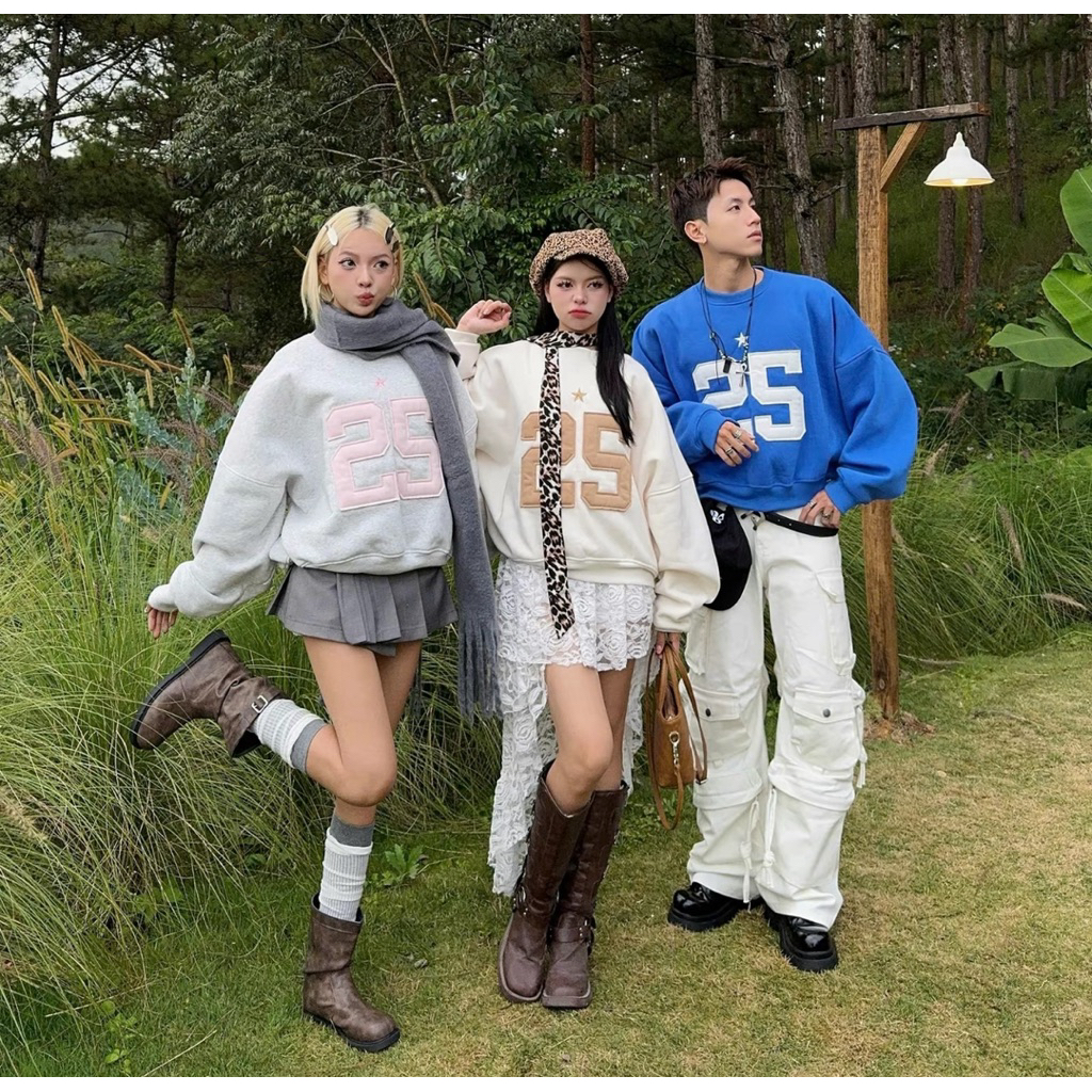 Boxy 25 TWENTY FIVE เสื้อสเวตเตอร์ทรงหลวมสําหรับผู้ชายและผู้หญิง