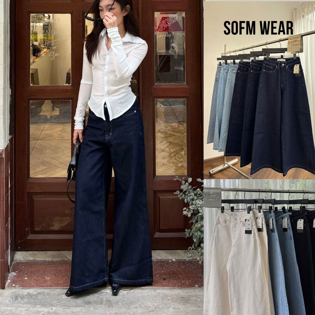VEERA Sofm Wear Womens Wide Flare Jeans - เชี่ยวชาญในกางเกงยีนส์ผู้หญิง