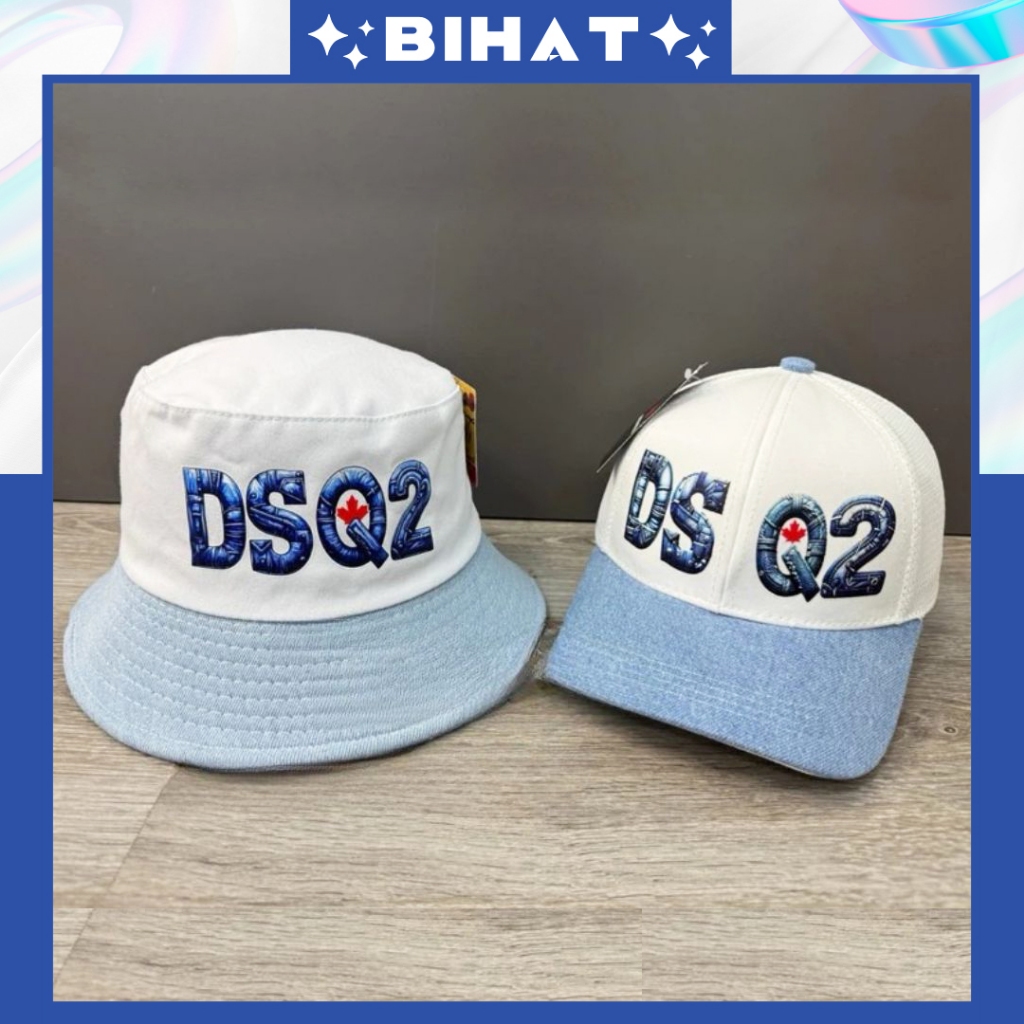 DSQUARED2 หมวกเบสบอลแฟชั่นสําหรับบุรุษและสตรี, หมวกบักเก็ตสีกากี Dsquared2, หมวกคู่ MU536