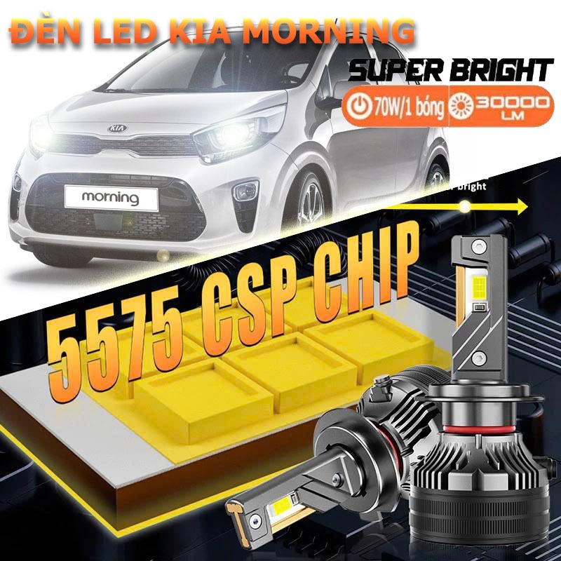 ชุดไฟ LED 2 ดวง สําหรับ Kia Morning 2009-2020 พร้อมขา H7/H4 ไฟต่ําและสูง - สีขาว / วอร์มไวท์