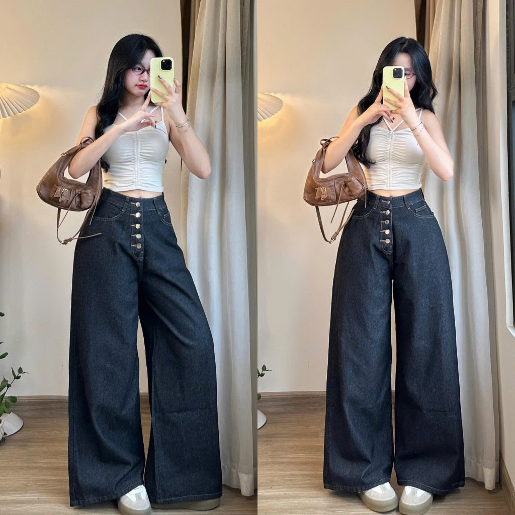 247store Basic Loose Dark Blue Jeans, Easy to Coordinate