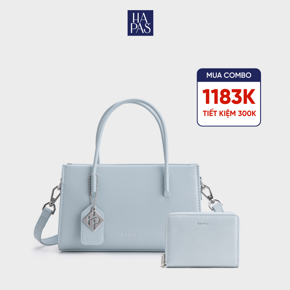 La Muse กระเป๋าถือผู้หญิงพร้อมแท็กสี่เหลี่ยมสีน้ําเงิน HAPAS