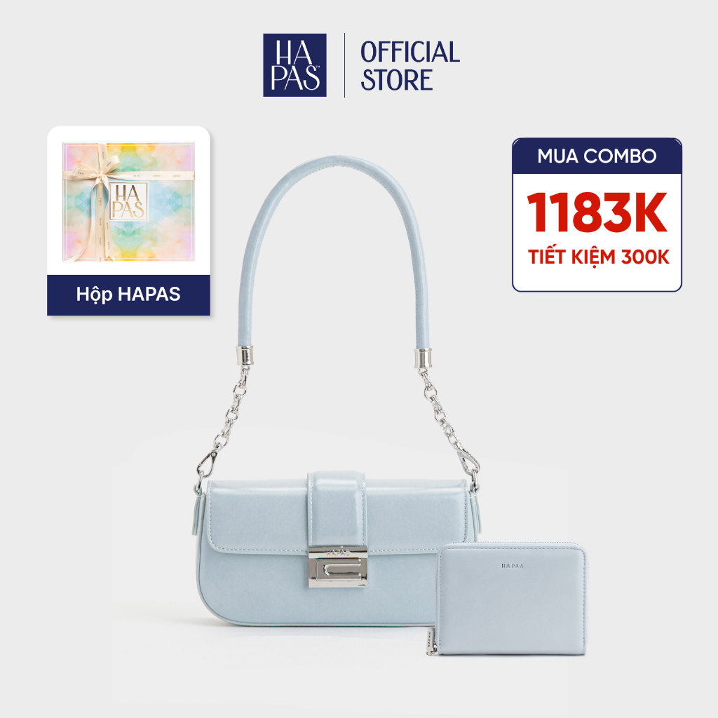 [จัดส่งรวดเร็วถึง HCM] Womens C Chic Blue Shoulder Bag HAPAS เข็มขัดแนวนอน Size 21 - TDV23056