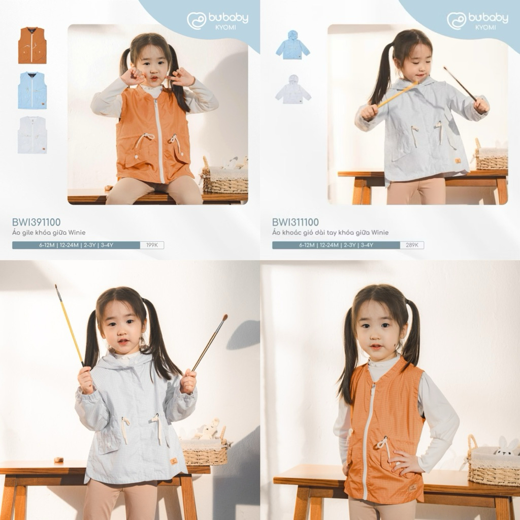 BUBABY Bubaby เสื้อกันลมและเสื้อกั๊กแขนยาวสําหรับเด็กชายและเด็กหญิง