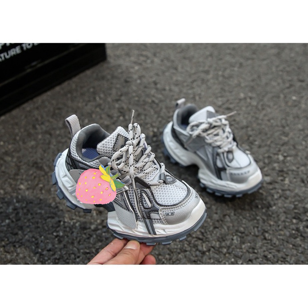 Sz26-37 [+SOCKS] SMALL FORM รองเท้าผ้าใบพื้นบุนวมน้ําหนักเบาสําหรับเด็กทารก สไตล์แอคทีฟ พื้นยางเบา ป