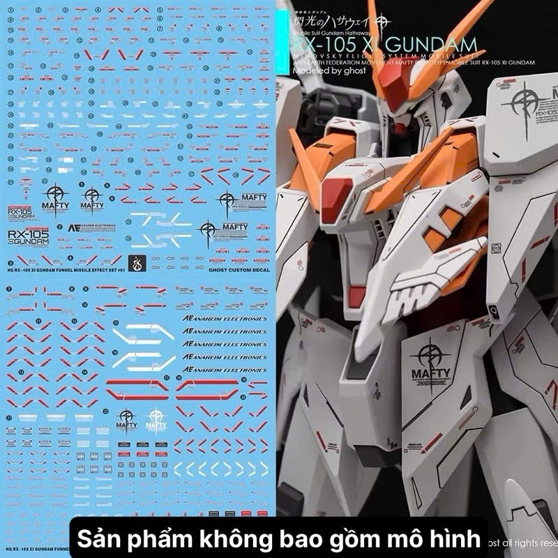 [Ghost/G-rework] HG RX-105 Xi Gundam Model Water Decal/Decal