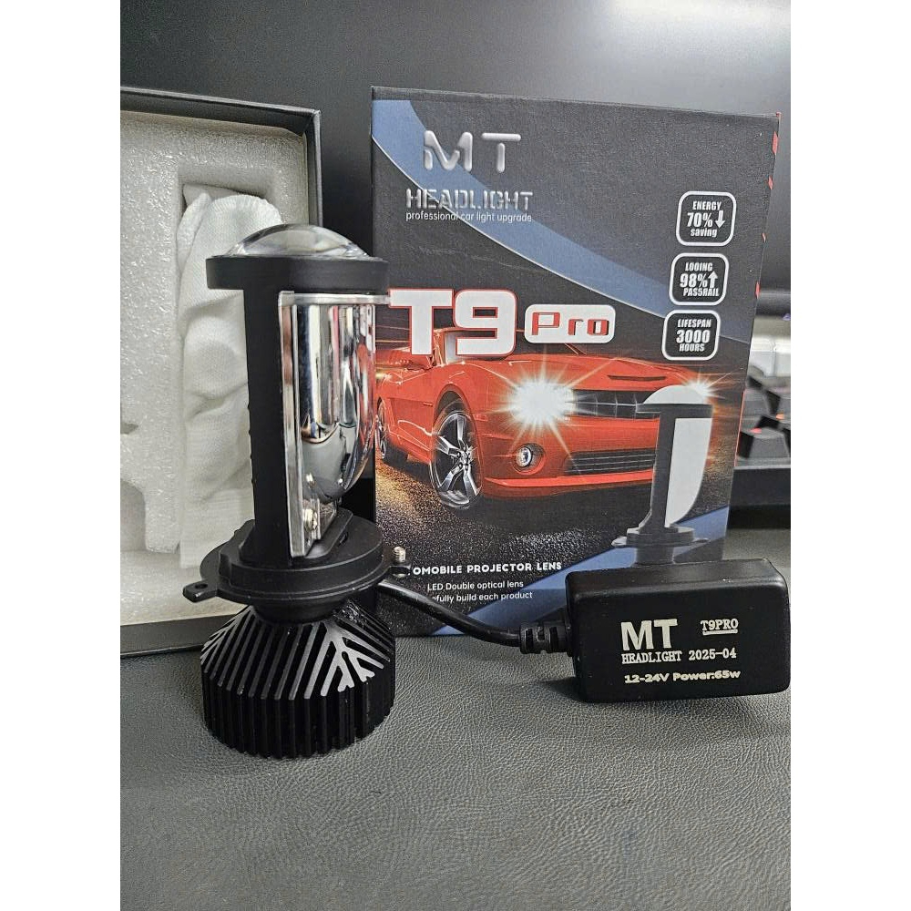 T9 Pro Max 2025 ไฟหน้า LED Ball – ไฟหน้า Cos 65W, สกรูจัดตําแหน่ง 3 ตัว, สว่างมากสําหรับรถจักรยานยนต