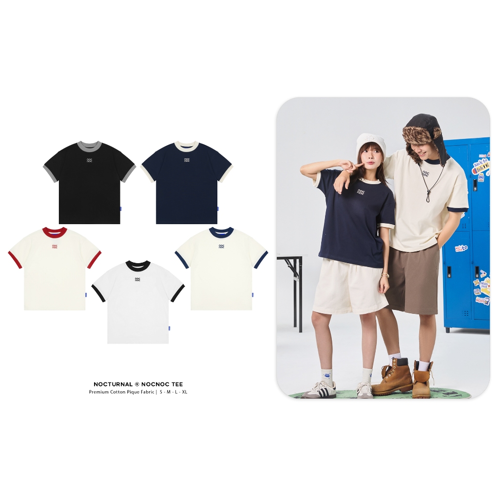 ปกติ Fit ปักเสื้อยืด NOBURNAL Nocnc Tee ผ้าฝ้าย 100% ผู้ชายผู้หญิง Unisex Localbrand Ringer Tee