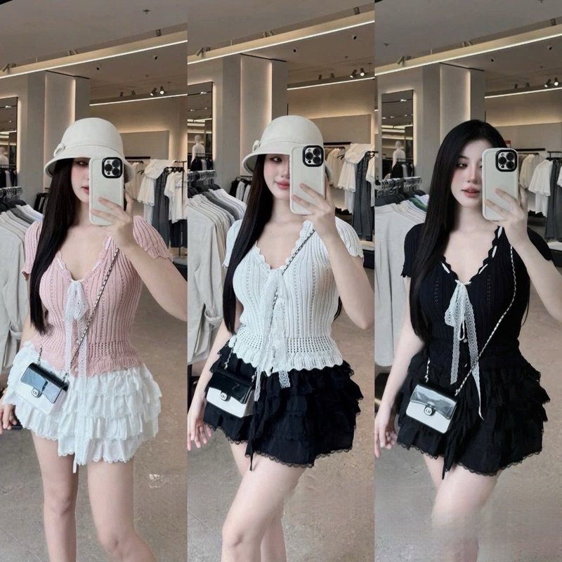 เสื้อสเวตเตอร์คอเต่าบางผูกโบว์ ทรงเข้ารูป เสื้อคอเต่าผู้หญิง AL2522-C3TN - NhiNhi Shop