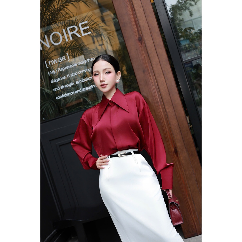 เสื้อไหมพรมคอปกแหลมแขนยาวหรูหราและหรูหรา CHM