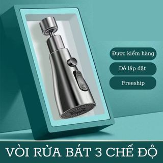 Đầu Vòi Rửa Bát Đa Năng Xoay 360 Độ, Tăng Áp Mạnh, 3 Chế Độ Phun Nước, Tiết Kiệm Nước, Dễ Lắp, Dùng Cho Bồn Rửa Chén, Ch