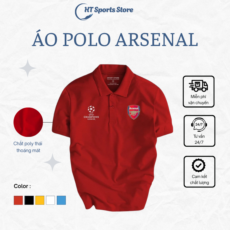 เสื้อโปโล Arsenal Club เสื้อโปโลกีฬาผู้ชาย AST หรูหรา คอปกสุภาพ - HT Sports Store
