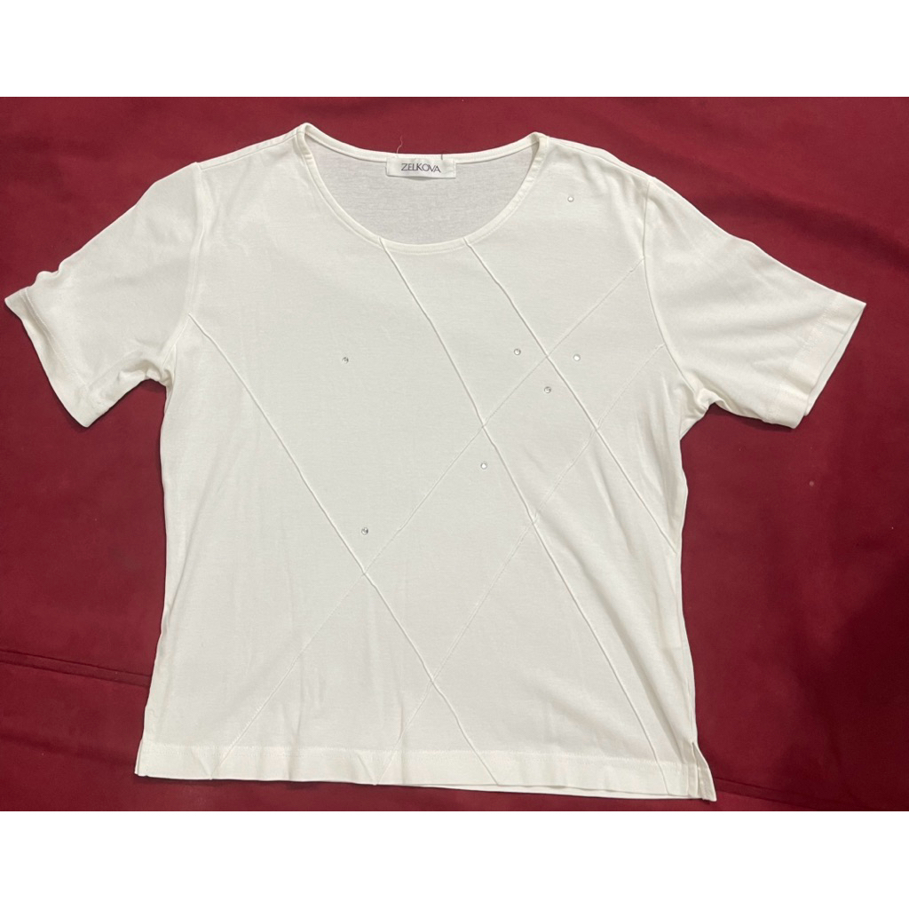 [Auh 85%] เสื้อยืดผู้หญิง ZELKOVA ไซส์ L - ผ้าคอตตอนยืดอ่อน ทรงเข้ารูป เอว 90cm ยาว 52cm เบาสวมใส่ -