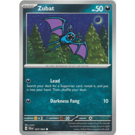 [การ์ดโปเกมอน TCG] Zubat - 027/064 - ทั่วไป