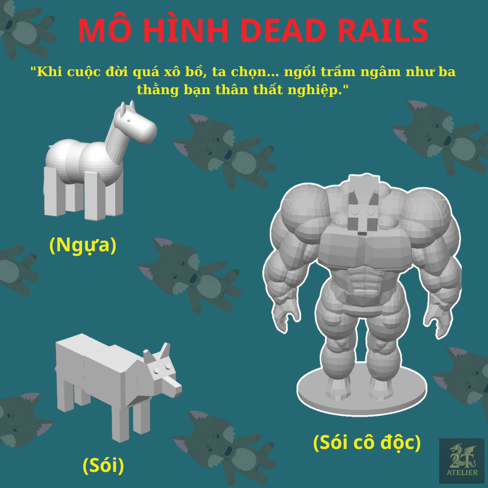 DEAD RAILS MODEL - LONELY WOLF - STRACT HORSE - OTHER LEVEL WOLF - COMBO 3Dharma - ADORABLE FUNNY