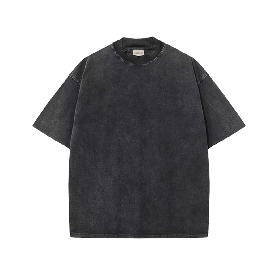 BASIC WASH HIGHCLUB เสื้อยืด oversize สีพื้น สีดํา/BROWN - unisex