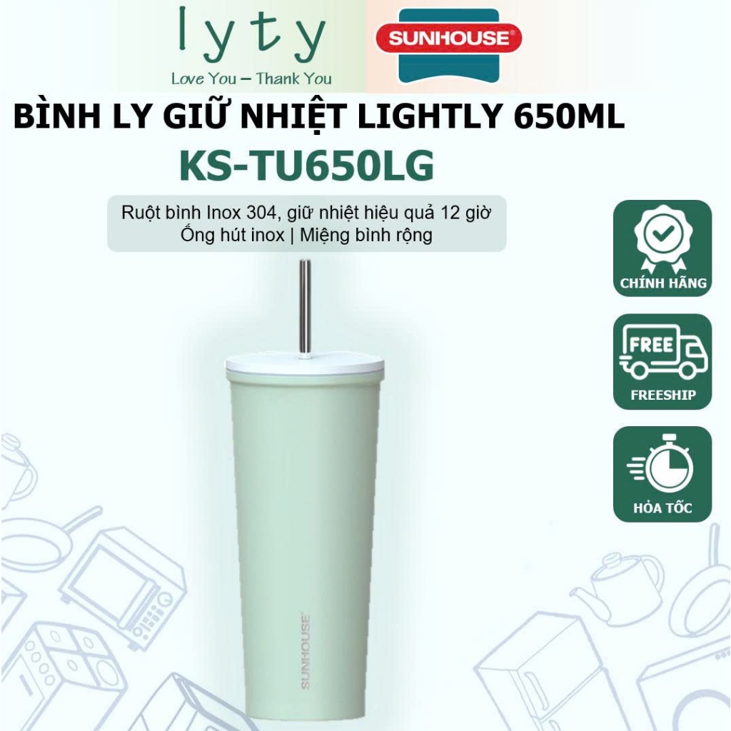 LIGHTLY ขวดกระติกน้ําร้อน 650ml SUNHOUSE KS-TU650LG