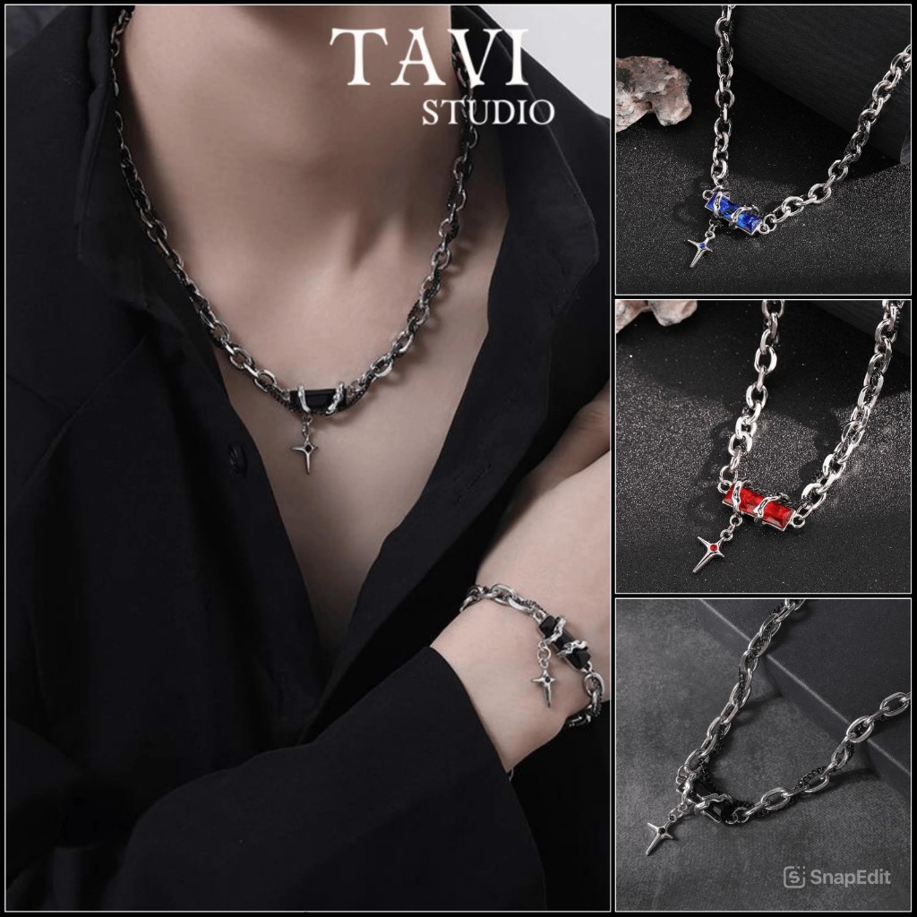 Unisex Astral Multi-Layer Silver Plated สร้อยคอและสร้อยข้อมือ Combo สไตล์ฮิปฮอปสําหรับผู้ชายและผู้หญ