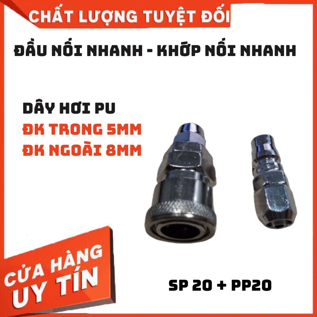 ข้อต่อสวมเร็วด้วยไอน้ํา - ข้อต่อสวมเร็วแบบนิวเมติก - สําหรับสายไอน้ํา PU 5x8 (SP20+PP20), PU6.5x10 (