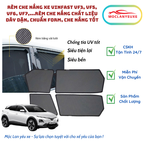 VINFAST Car Sun Shades VF3, VF5, VF6, VF7,...ผ้าม่านกันแดด เนื้อหนา แบบมาตรฐาน บังแดดอย่างดี
