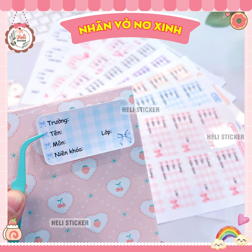 ป้ายโน๊ตบุ๊ค Pastel Pretty Bow, Pink, Blue, Black, Orange, Purple Coquette Stickers, Bright Mixed Co