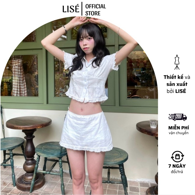 Lise clothing Y2K ชุดเสื้อและกระโปรงเอวต่ําสไตล์เลดี้ Lina Set