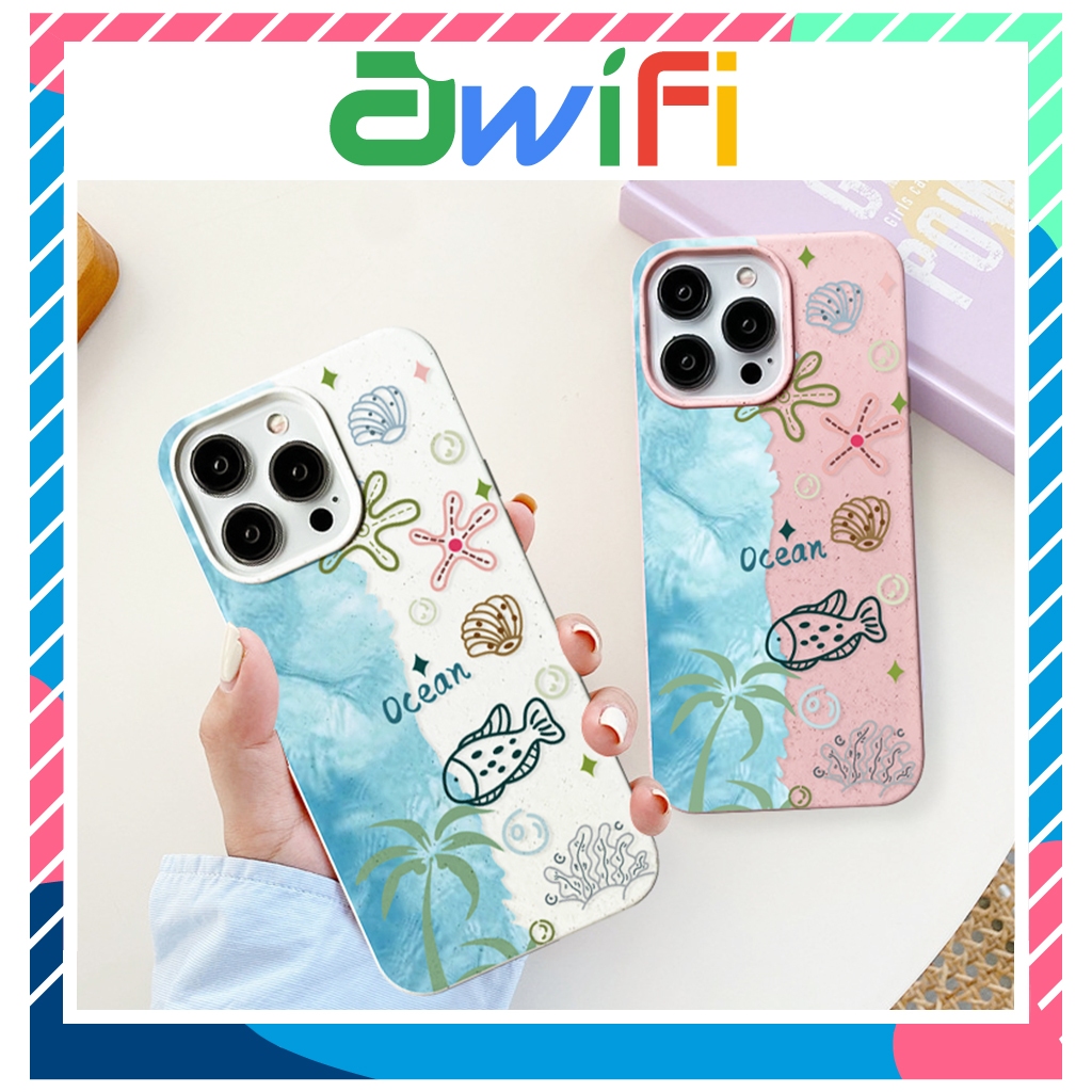 Ocean fish เคส iphone นุ่มเป็นมิตรกับสิ่งแวดล้อม 6s/6plus/7/8/plus/x/xs/11/12/13/14/15/pro/max/plus/