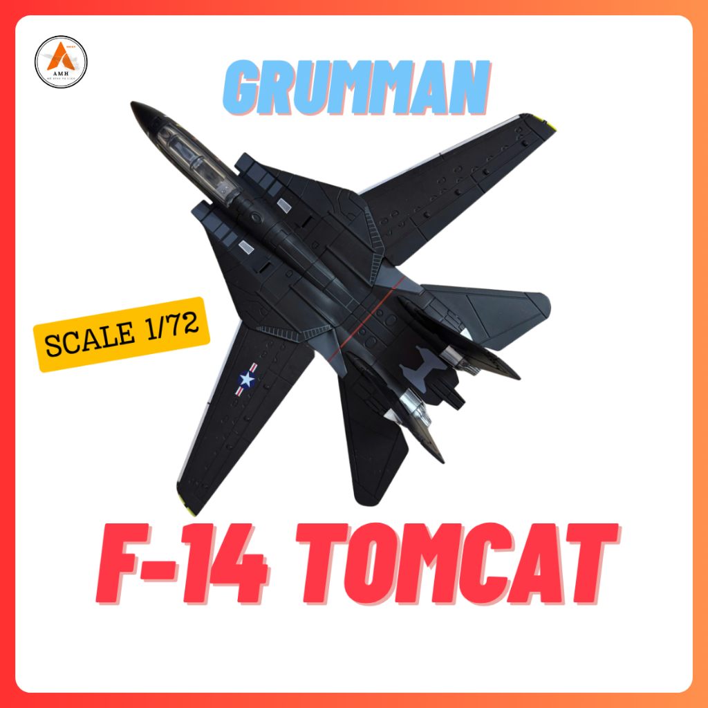 (ขายส่ง/ขายปลีก) F-14 TOMCAT 1/72 Fighter Plane ของเล่นโมเดลสีดําประกอบจอแสดงผลตกแต่ง