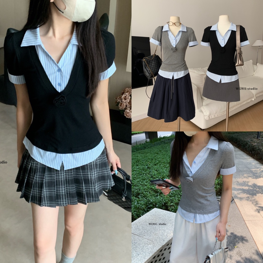 NHY.studio /WGWE/ เสื้อหน้าอกลายดอกไม้ w6331