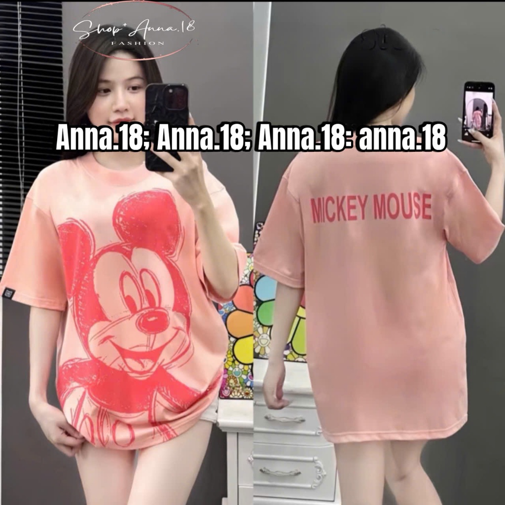 เสื้อยืดพิมพ์ลายผ้าฝ้าย 4 ทิศทาง WIDE FORM 2 ด้านข้างของ MICKY (4-WAY _ MICKY C5) WIDE FORM