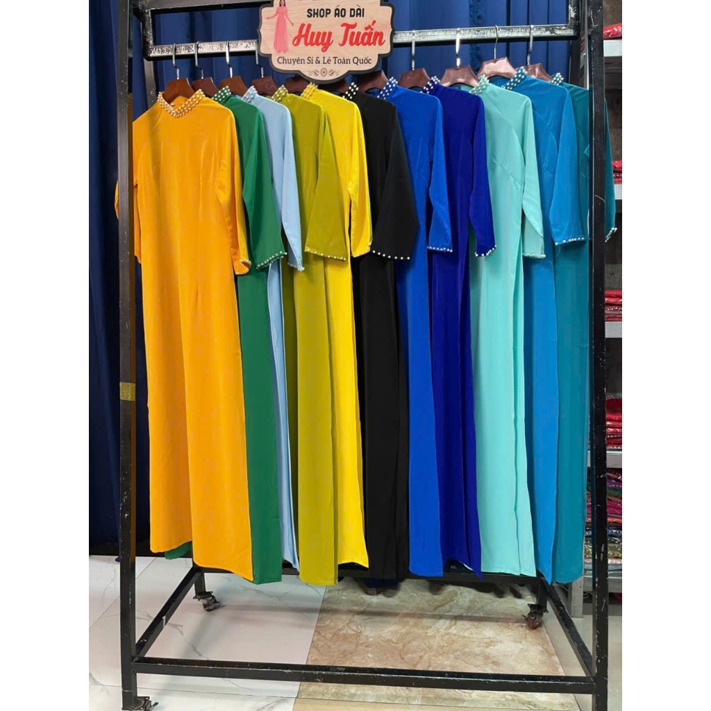 [Collection A] Odd Ao Dai with Pearls คอปกสูง 2 นิ้ว แขนสั้นแบบดั้งเดิม