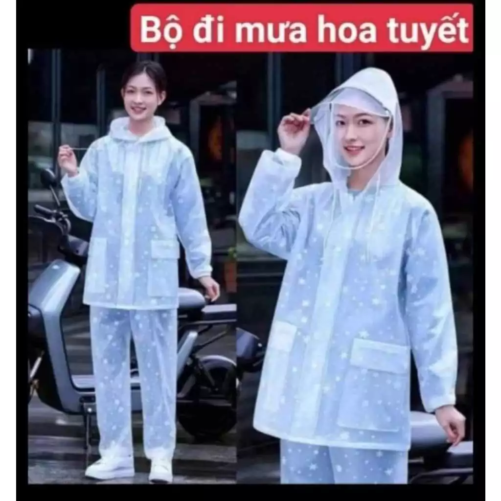 ชุดเสื้อกันฝนเกล็ดหิมะ พลาสติกใส - รูปที่ 1