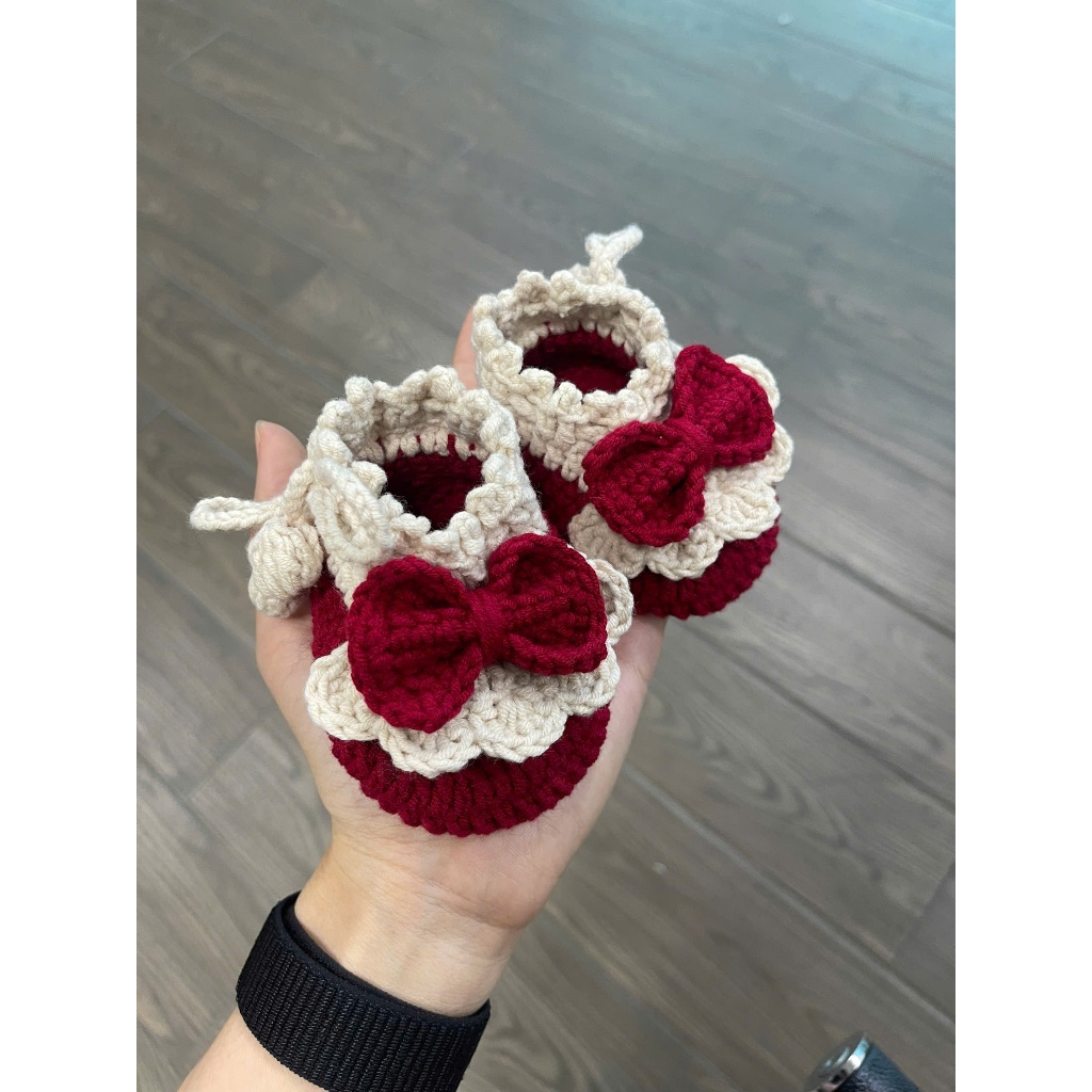 รองเท้าผ้าวูลเจ้าหญิงสวยงามสําหรับเด็กทารกผู้หญิงตั้งแต่ 0-12 เดือน [ทําด้วยมือ] ร้าน REAL PHOTOS SE