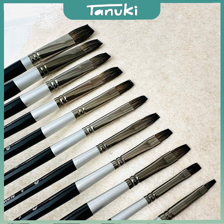 [TANUKI ART] แปรง SUNWAY สําหรับขนกระรอกและแพะหัวแบน