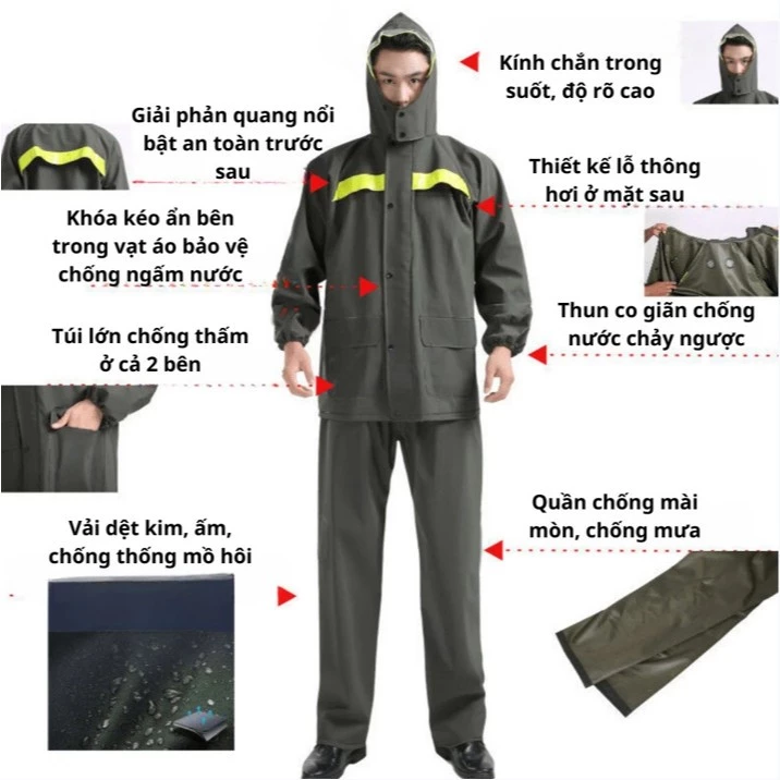 ชุดเสื้อกันฝนสะท้อนแสงสำหรับชายและหญิง thumbnail 3
