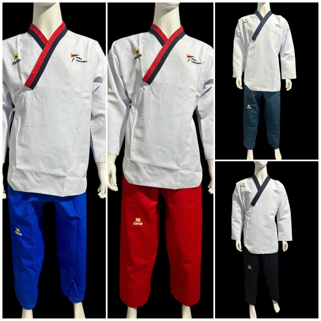 คุณภาพสูง KWON ผ้าลายชุดศิลปะการต่อสู้เทควันโดขนาดเต็ม, สี, Express Choice HCM