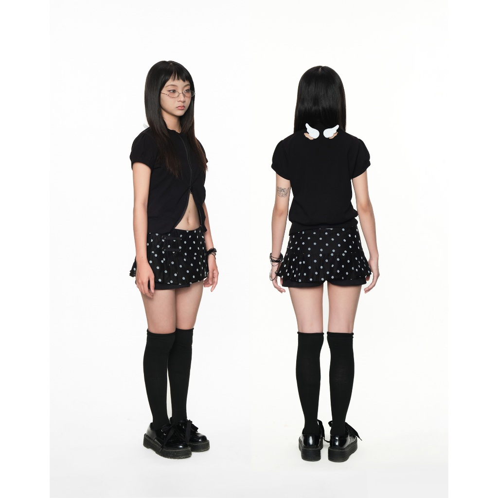 กางเกงกระโปรงสีกากีจีบสั้นสําหรับผู้หญิง | กางเกงขาสั้น UYU Madoka