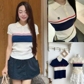 [Deal mở bán] Áo Len Polo Chữ M Họa Tiết Kẻ Ngang Sọc To Nhỏ Chuẩn Hàng QC Loại 1