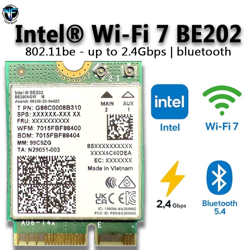 การ์ดไร้สายบลูทูธ WiFi 7 BE202 ของแท้ 5.4