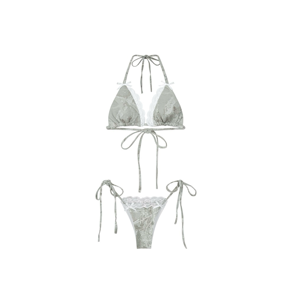 REAL TREE 2-PIECE BIKINI SET MINT BLUE FOREST LEAF