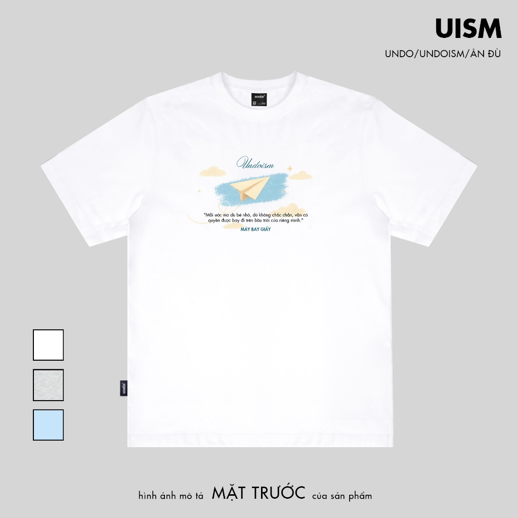 เสื้อยืด Undo Paper Plane Unisex (สีขาว, ฟ้าอ่อน, ขาวพริกไทย) ผ้าฝ้ายมาตรฐาน 100% - คอลเลกชัน