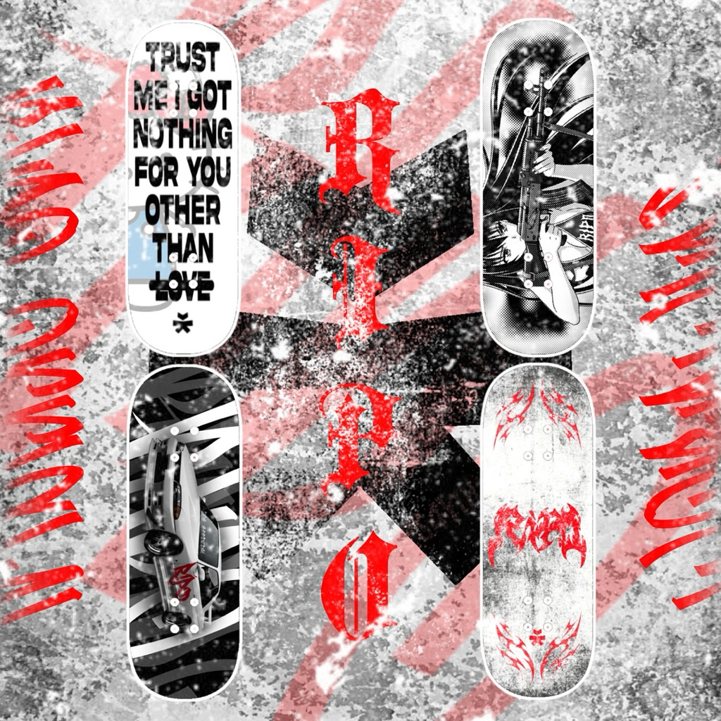 พื้นผิวสเก็ตบอร์ดนิ้วมืออาชีพ FINGERBOARD DECK - RPO Collection 2025 No Mercy