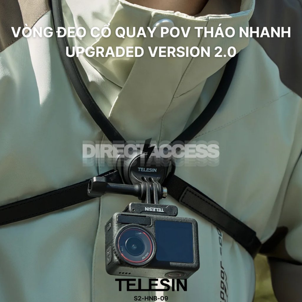 Telesin S2-HNB-09 - สายคล้องคอซิลิโคนที่รองรับการบันทึก POV เวอร์ชัน 2 สําหรับ Action Camera ทุกรุ่น