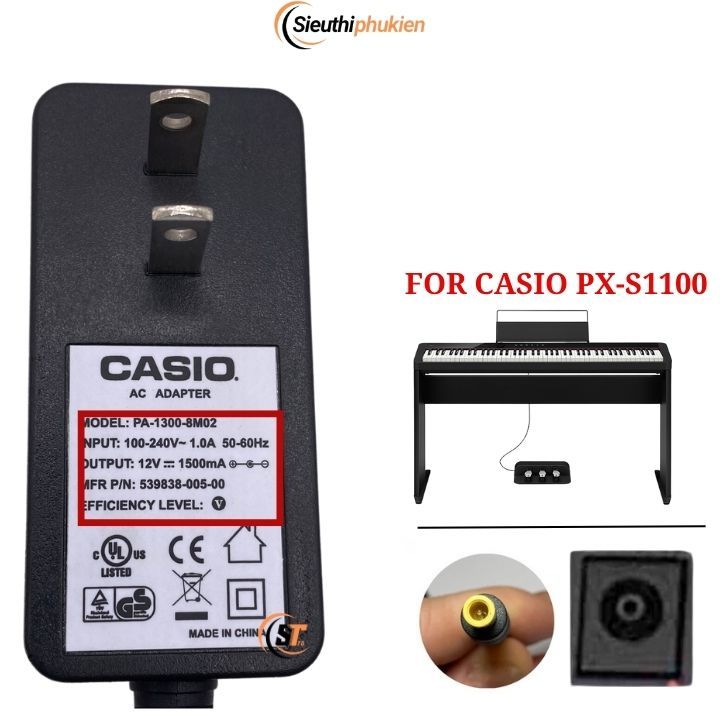 Casio Privia PX-S1100 PX-S1100BK PX-S1100WE PX-S1100RD อะแดปเตอร์แปลงไฟเปียโนไฟฟ้า