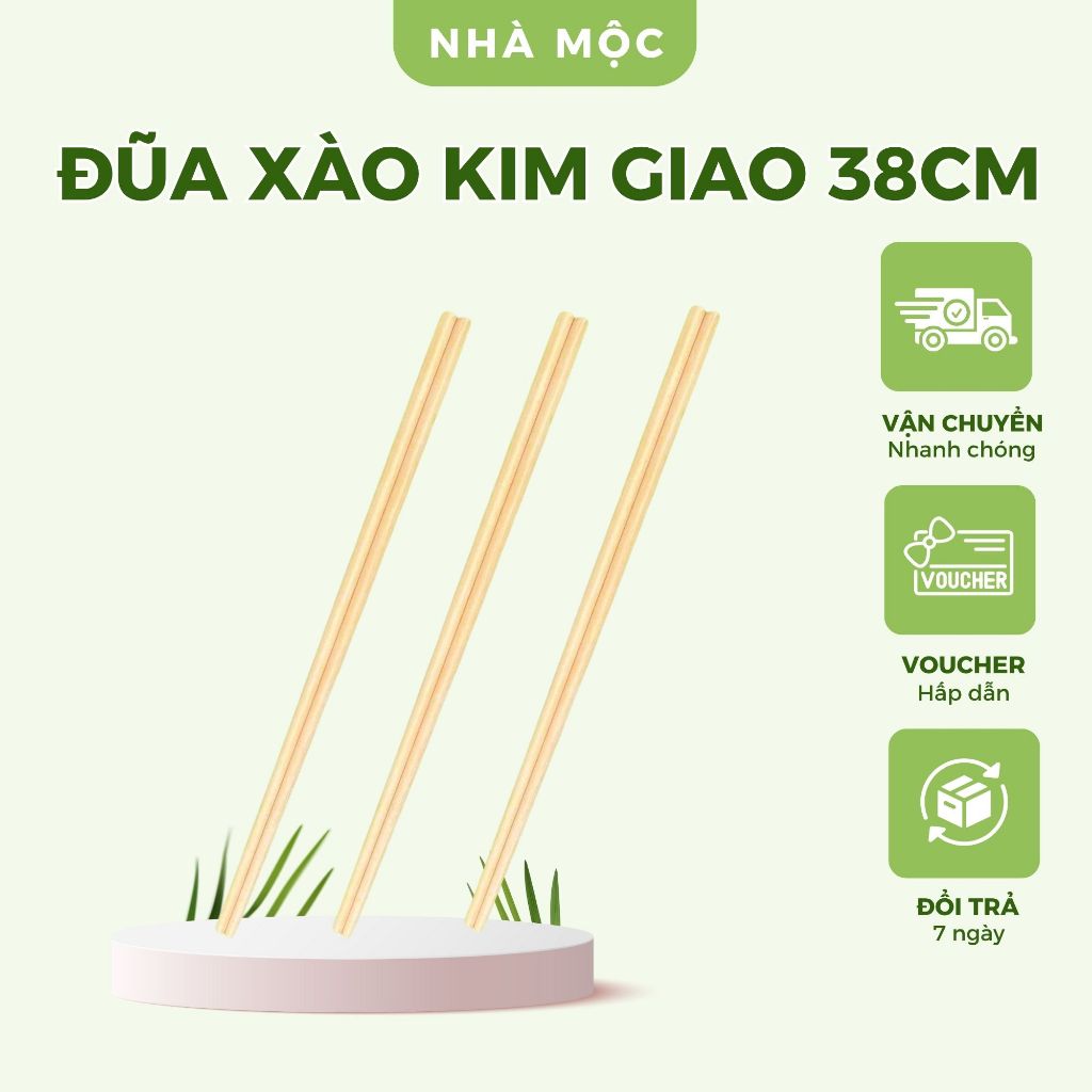 ตะเกียบผัดไม้ Kim Giao VIP ของแท้ - ยาว 38 ซม. ป้องกันน้ํามัน ทนความร้อนสูง ไม่บิดเบี้ยว - สินค้าที่