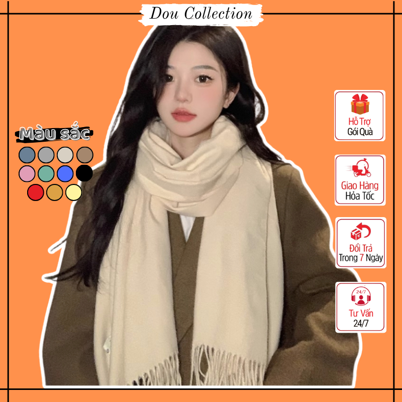 ผ้าพันคอขนสัตว์ Unisex ผ้าพันคอแคชเมียร์ธรรมดาคุณภาพสูง มีป้าย MC&MO แฟชั่นฤดูใบไม้ร่วงและฤดูหนาวหลา