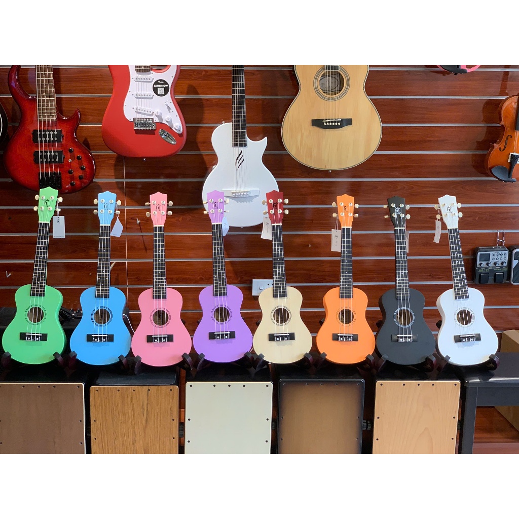 HT Music ขนาด 23 นิ้ว Ukulele พร้อมเคสหลากสีหลากหลายสําหรับคนรักดนตรี
