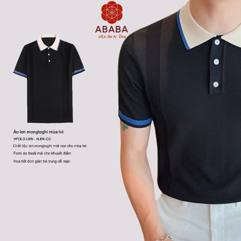 เสื้อโปโลผู้ชายผ้าวูล mongtoghi เกาหลี นุ่ม ลื่น เย็นสบาย ABA - ABA-POLLEN