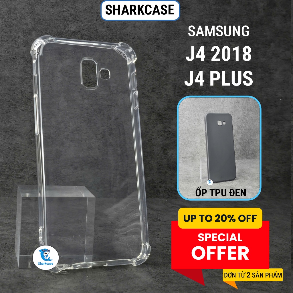 เคส Samsung J4 2018, J4+ (plus) ขอบเหลี่ยม กันส้ม พลาสติก เคสss shark
